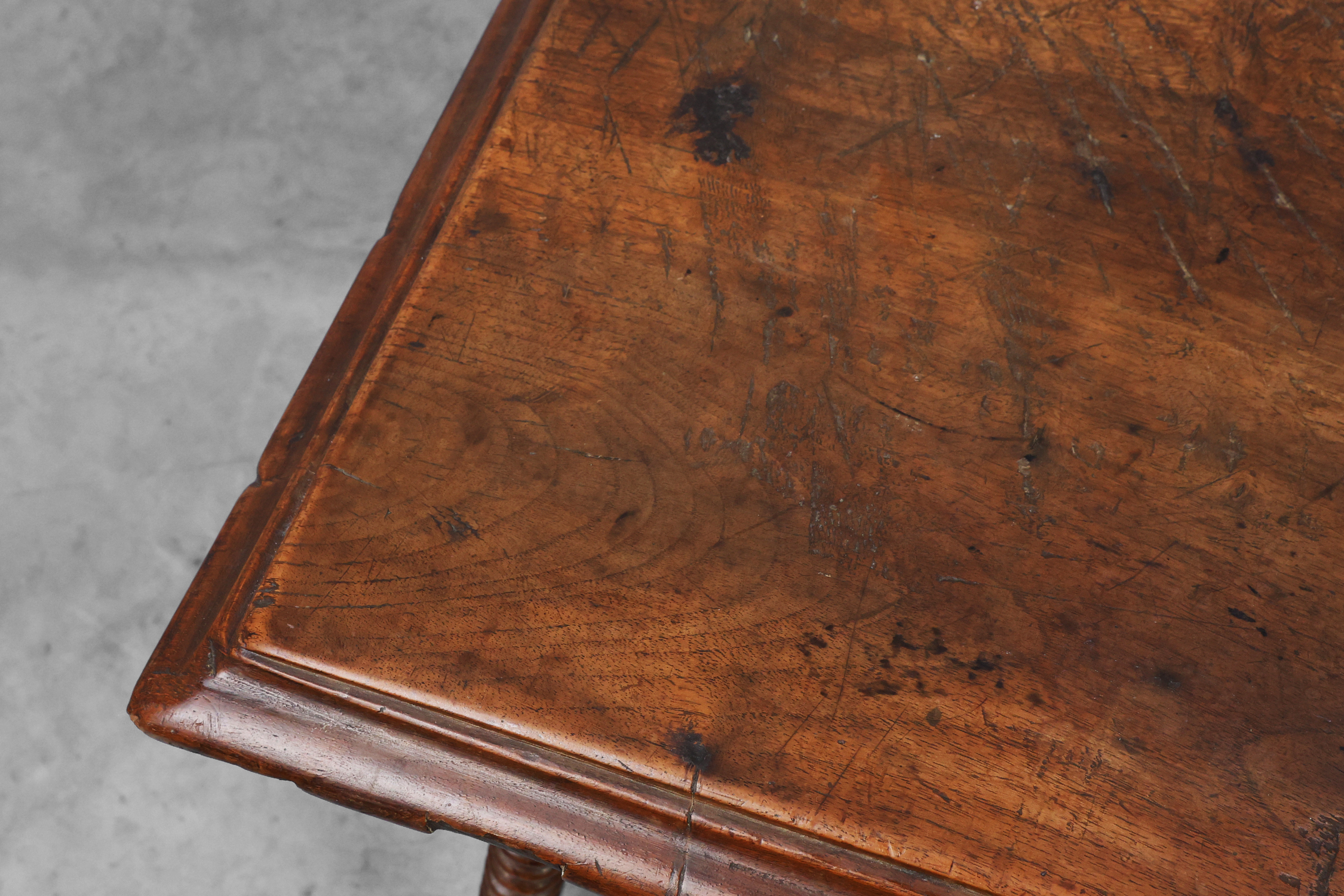 Antique Oak Side Table with Turned Legs and Stretcher Base, Spain, 17th Centurythumbnail